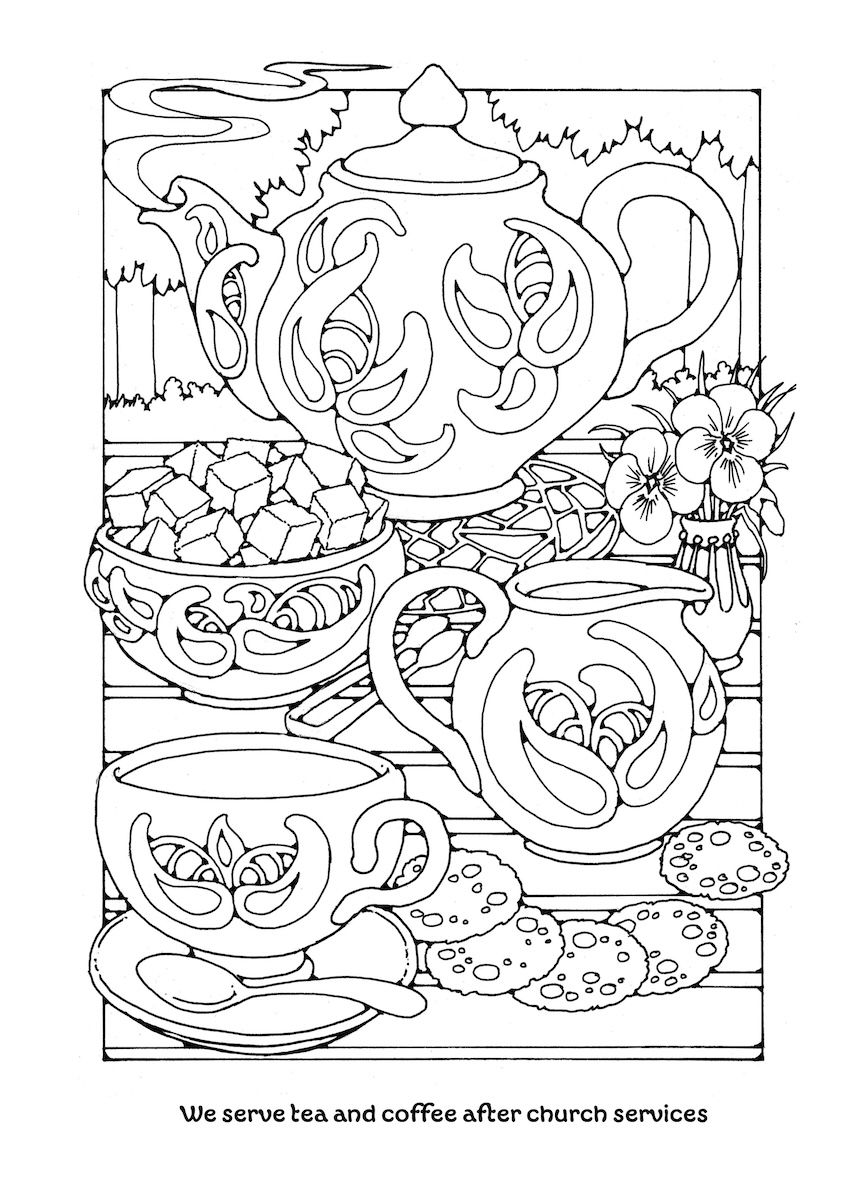 St Eanswythe Colouring Book - Individual Page - The Tea