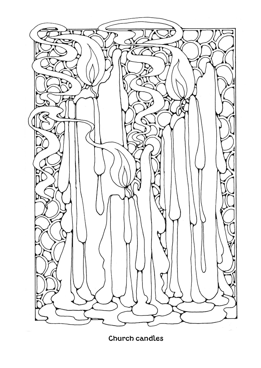 St Eanswythe Colouring Book - Individual Page - The candles