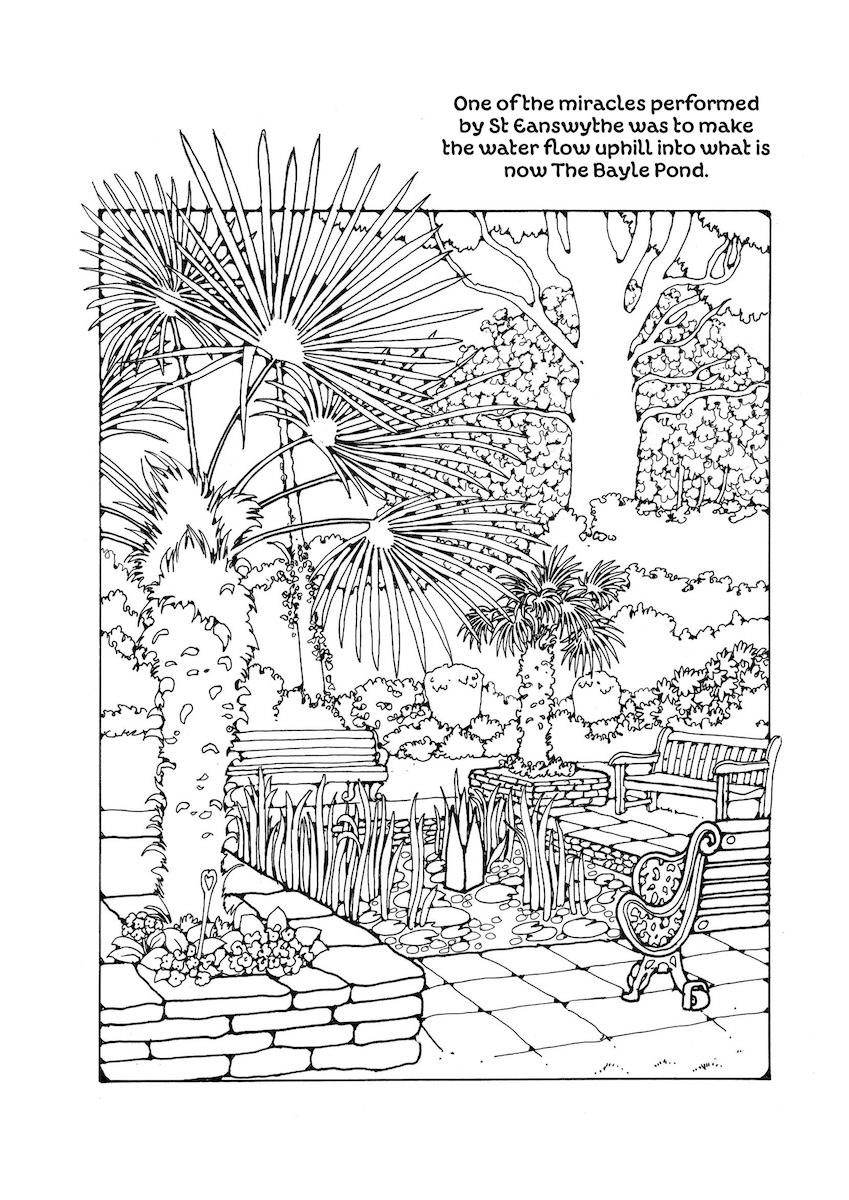 St Eanswythe Colouring Book - Individual Page - The Pond