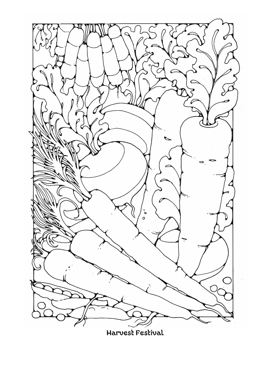 St Eanswythe Colouring Book - Individual Page - The Vegetables